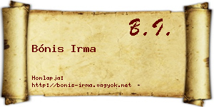 Bónis Irma névjegykártya